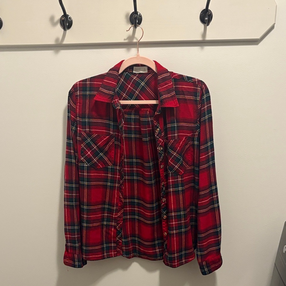 Maurices Red Plaid Button Down Shirt
